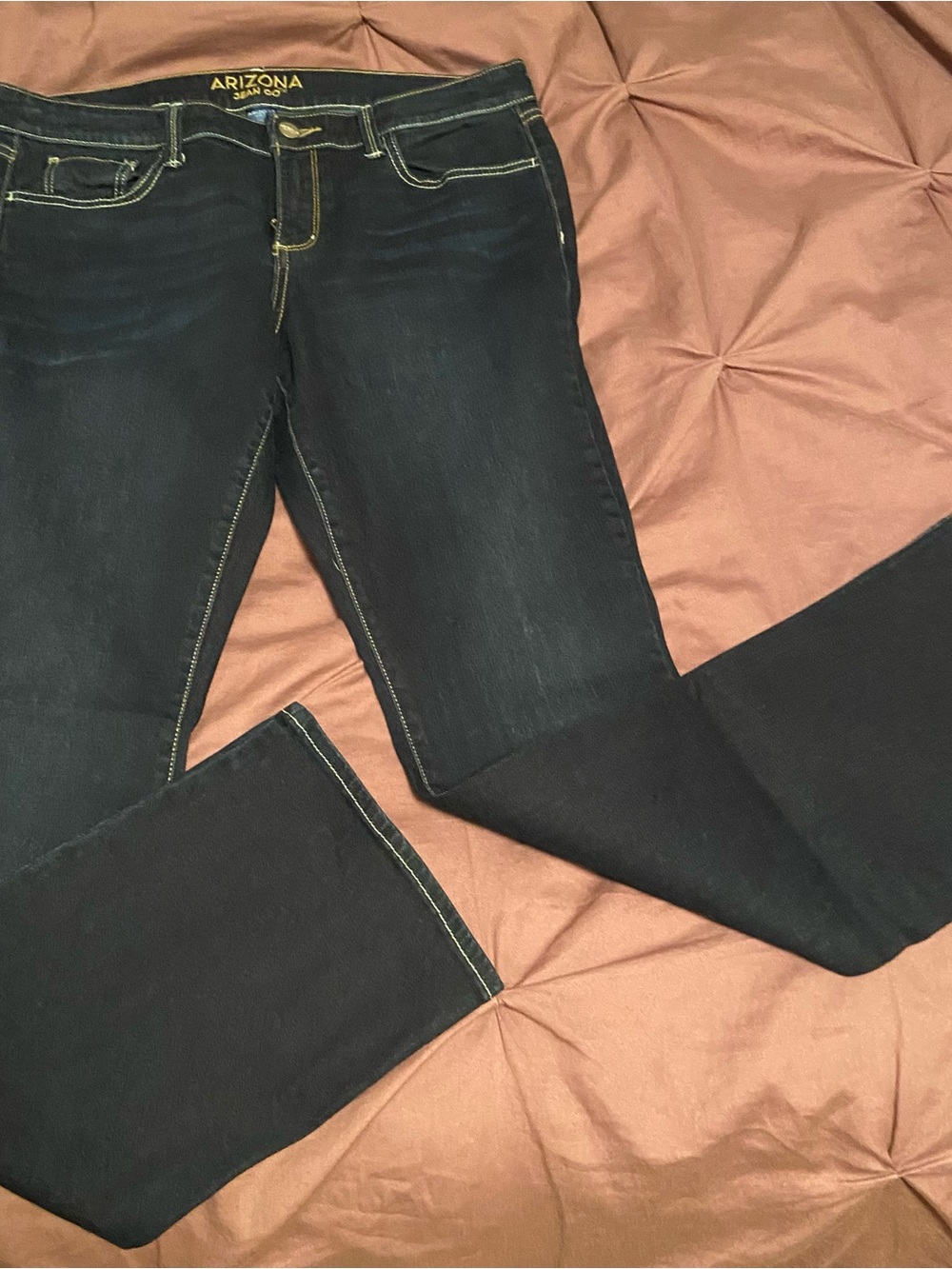 Arizona Jean Company Dark Wash Bootcut Jeans with Gold Stitching